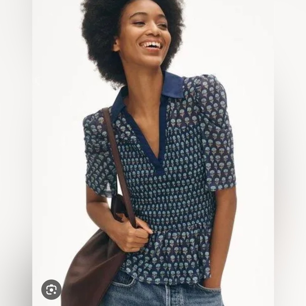 Anthropologie Maeve smocked polo